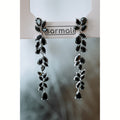 Cubic zirconia black silver drop earrings with Sarmali packaging