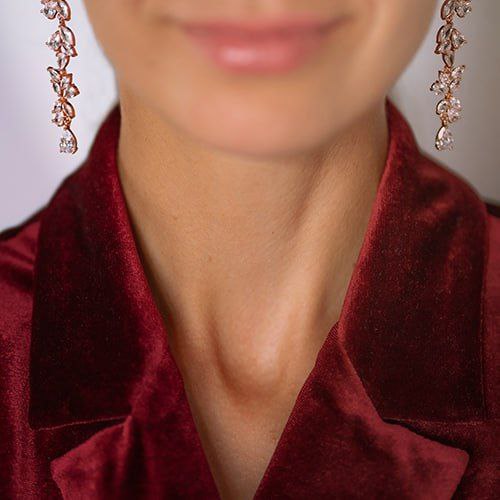 Elegant rose gold cubic zirconia drop earrings gift presentation
