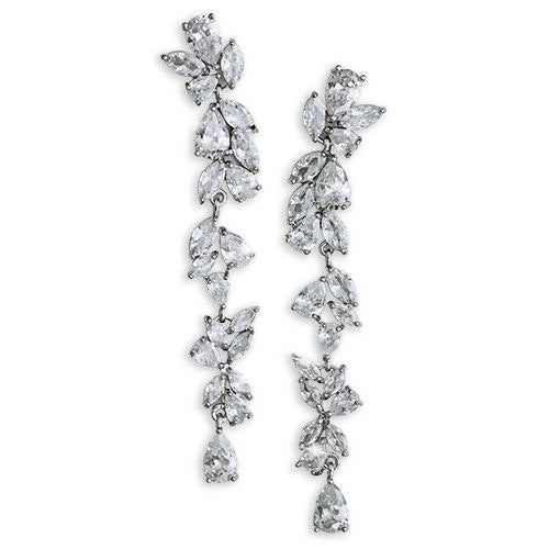 Elegant white silver cubic zirconia earrings by Sarmali
